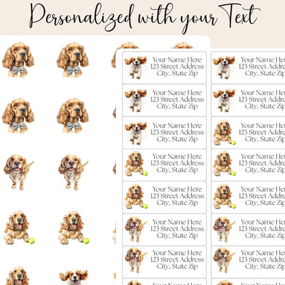Cocker Spaniel Return Address Label with FREE matching envelope seal stickers - The Pawprint Paperie