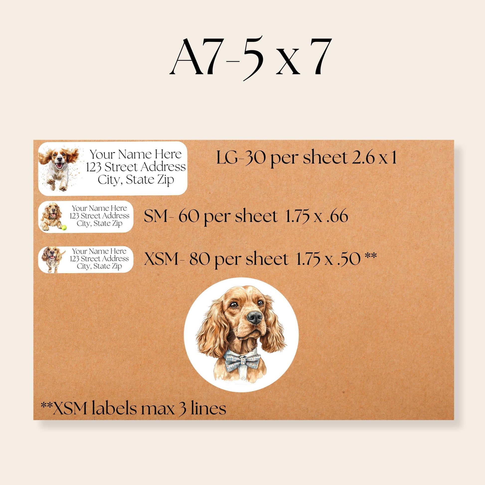 Cocker Spaniel Return Address Label with FREE matching envelope seal stickers - The Pawprint Paperie