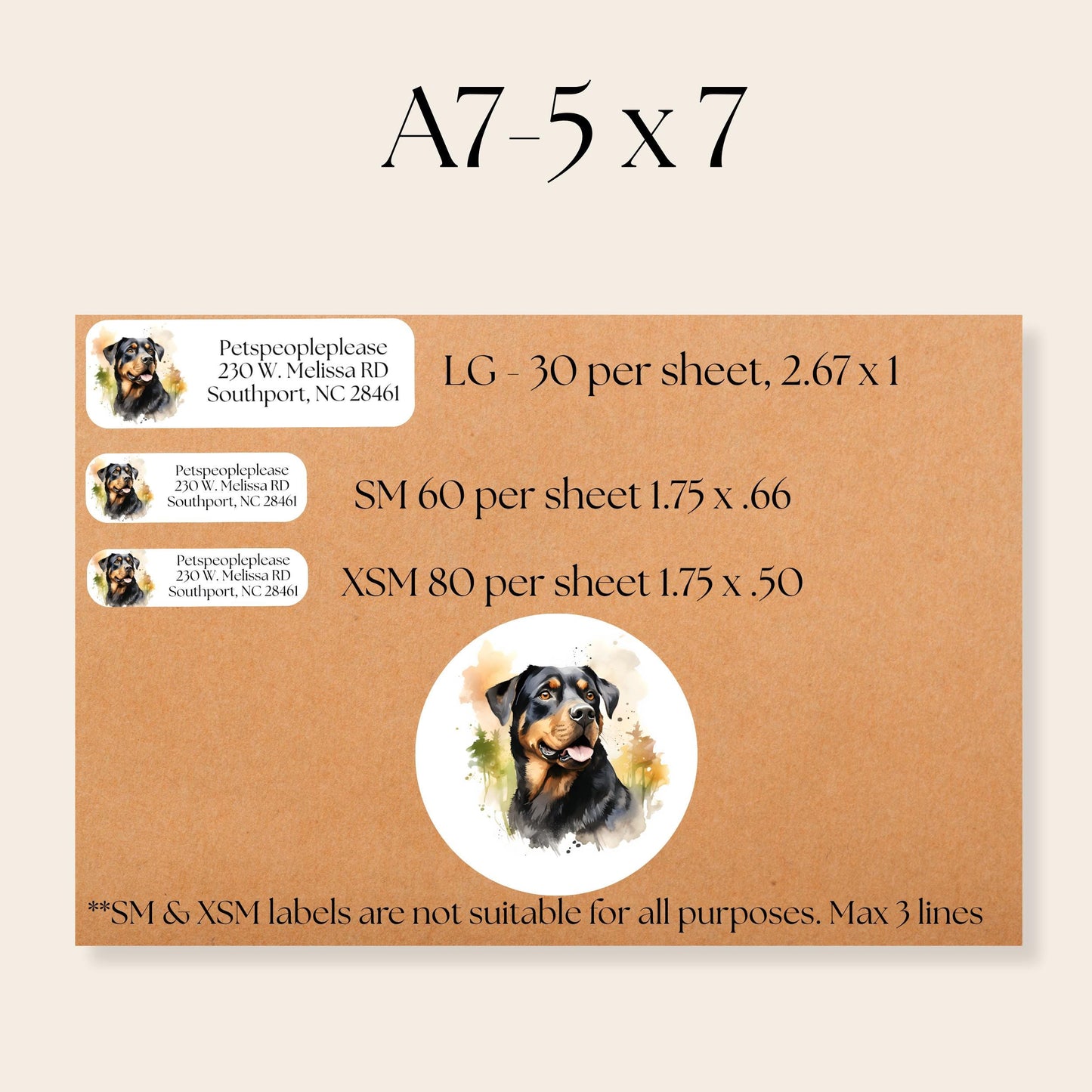 Personalized Rottweiler Return Address Labels – Custom Mailing Stickers with FREE Matching Envelope Seals – Unique Gift for Dog Lovers - The Pawprint Paperie