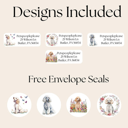 Standard Poodle Return Address Labels with FREE Matching Envelope Seal Stickers – Dog Lover Gift, Stationery Labels, Mailing Stickers - The Pawprint Paperie