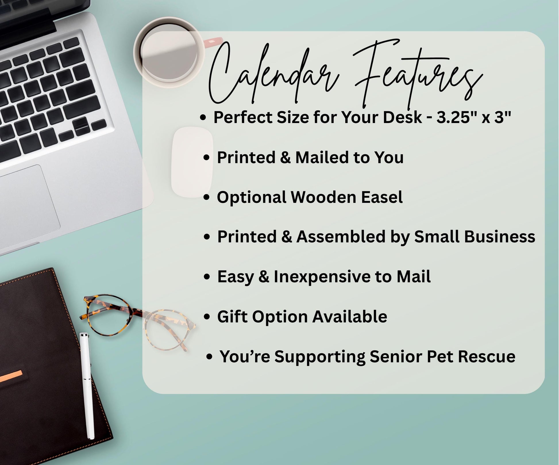 2026 Chihuahua Calendar, Mini Calendar for Small Desk Space, Optional Wood Display Stand, Special Gift for Chihuahua Mom, Cute Dog Calendar - The Pawprint Paperie