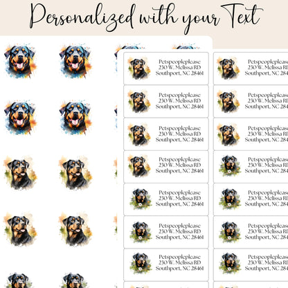 Personalized Rottweiler Return Address Labels – Custom Mailing Stickers with FREE Matching Envelope Seals – Unique Gift for Dog Lovers - The Pawprint Paperie