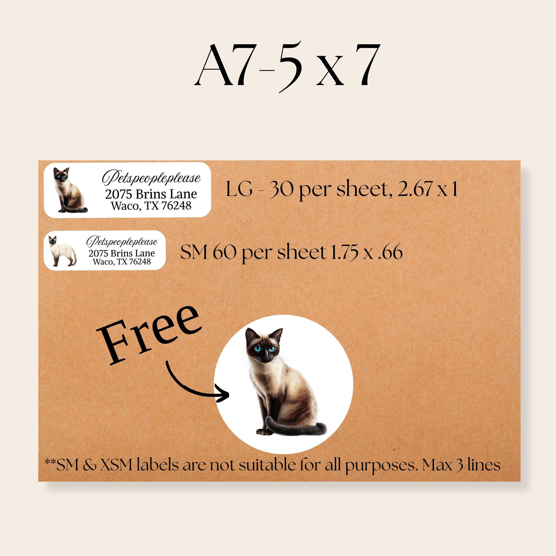 Siamese Cat Return Address Labels + Matching Envelope Seal Stickers - The Pawprint Paperie